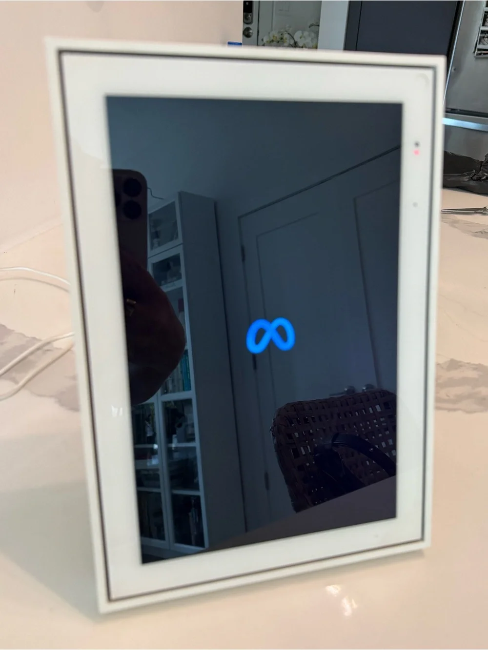 White Smart Display Tablet with Meta Logo - White